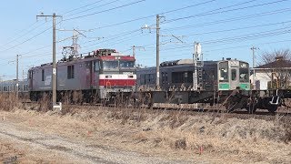 貨物列車と普通列車の離合シーン＠宮城県岩沼市