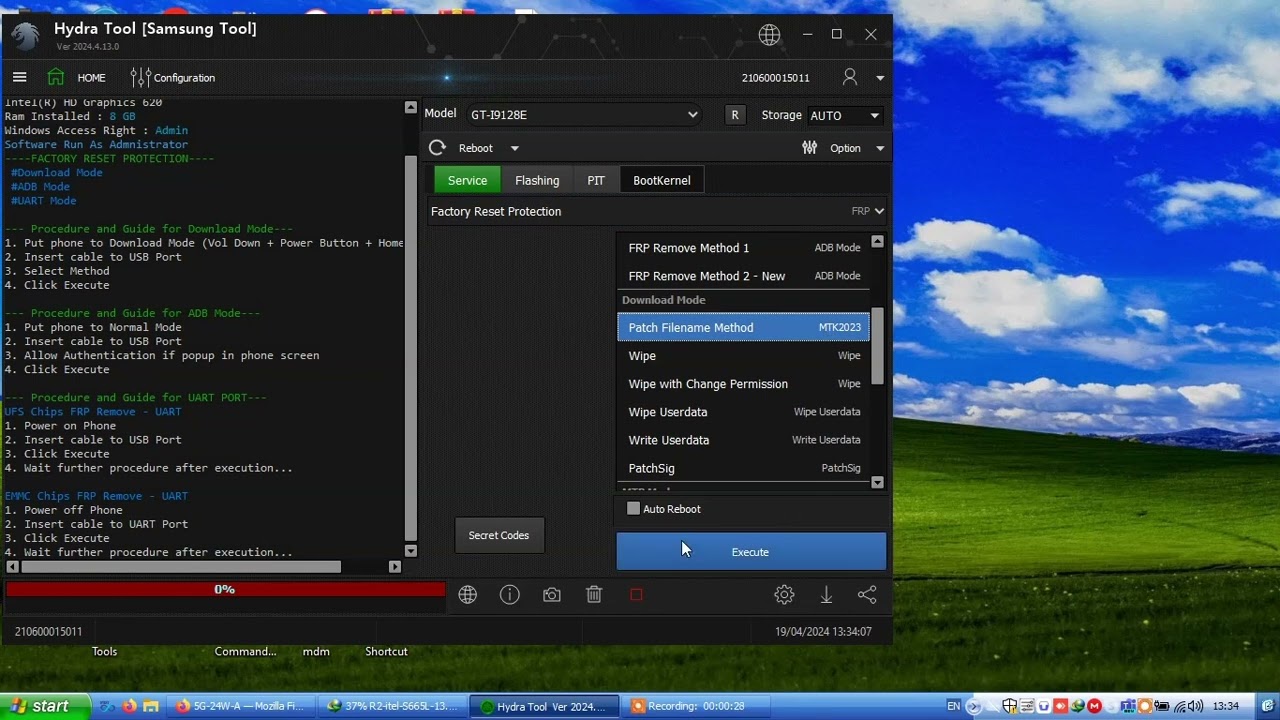 Samsung MTK frp (Hydra Tool)