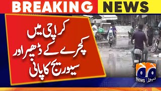 Garbage heaps and sewerage water in Karachi