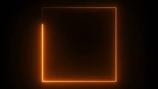 Golden Neon Square Shape Glowing Lights Frame Animation Seamless Loop    | No Copyright