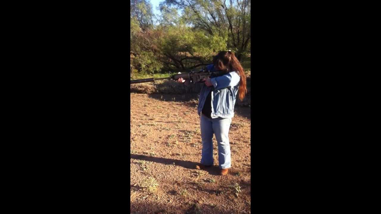 Iron Goat Guns -- Marci Test Firing Her New Dealer Sample M-16 - YouTube