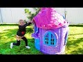 Stacy and dad build a new playhouse castle Stacy and dad build a new playhouse castle