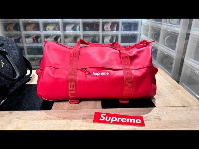 Supreme Leather Large Duffle Bag Red