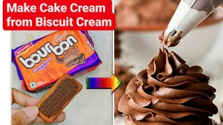Make Cake Cream from Biscuit Cream Using spoon only | 2 min cake frosting recipe | Cake frosting |