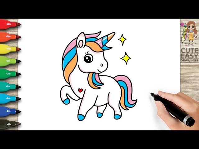 Cute Unicorn Outline Drawing Clip Art Set – Daily Art Hub // Graphics,  Alphabets & SVG