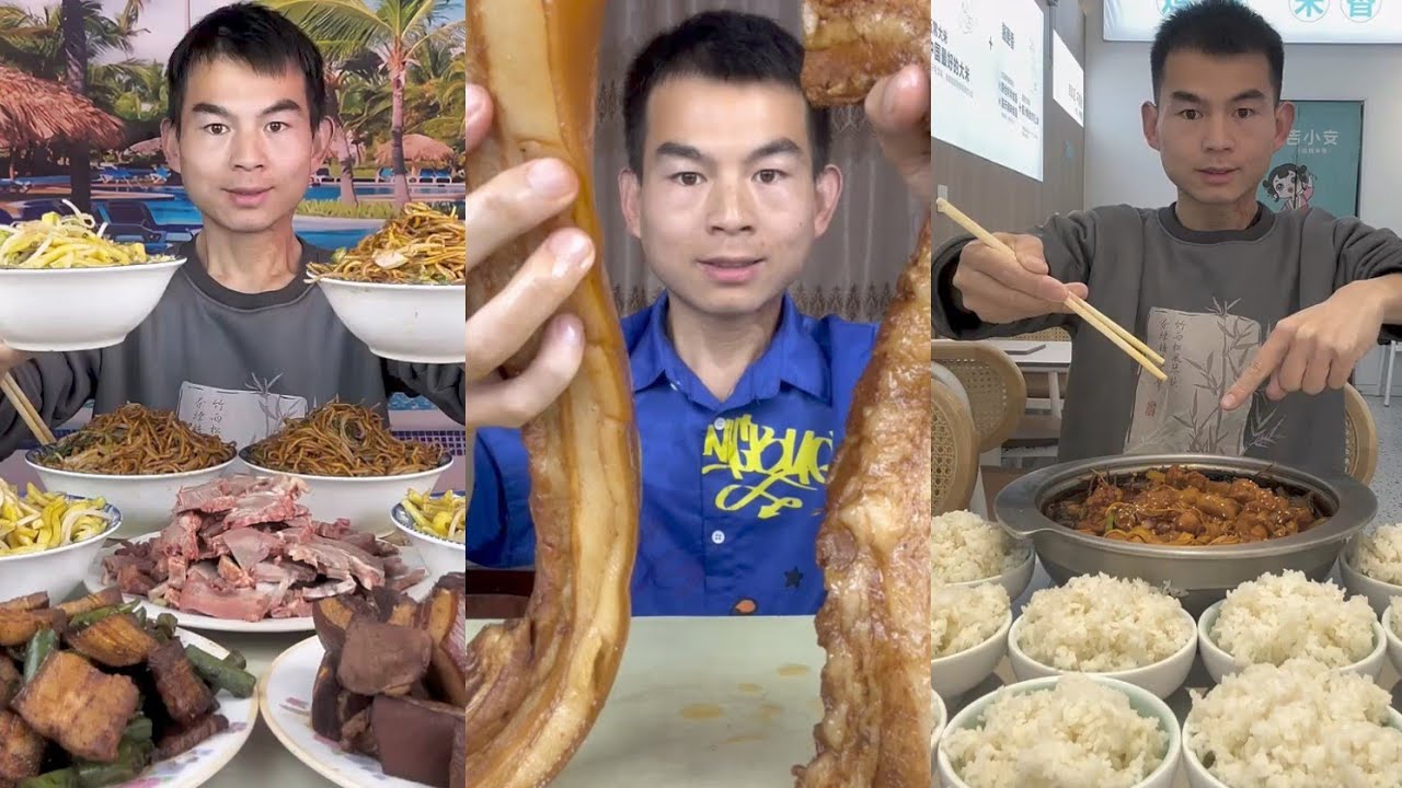 Mukbang Foodie Meat 🍖🥓 Pork Chicken 🍗 Noodles 🍜 with Chinese food#pork #mukbang #noodles 