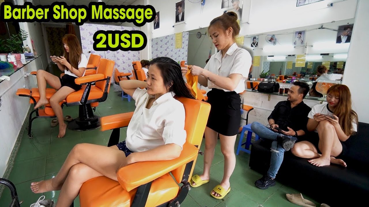 Vietnam Barber Shop ASMR Girl Massage Face & Wash Hair in Ho Chi Minh City 2021 | Street Food And Travel