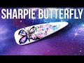 Sharpie Butterfly Nail Art Design - Blingy Summer Accent Nail