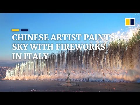 Chinese artist Cai Guoqiang paints the sky with fireworks in Florence