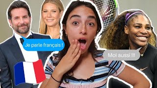 I React to AMERICAN CELEBRITIES speaking FRENCH  (English subtitles)