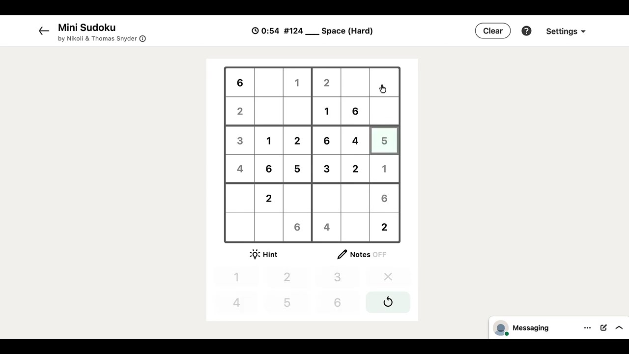 LinkedIn Mini Sudoku Answer Today #124 ___ Space