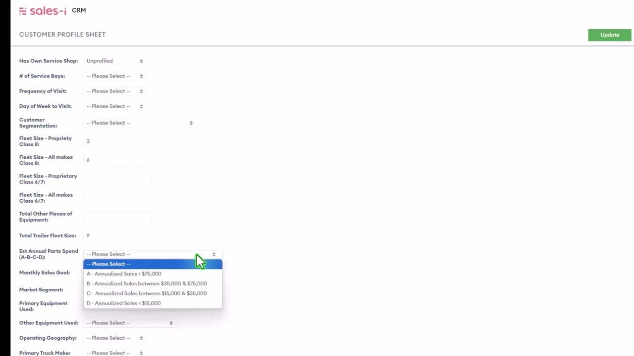 Sales-I Customer Profile Sheet