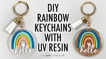 🌈  ACRYLIC KEYCHAIN TUTORIAL YOU HAVE TO TRY! Rainbow Keychain with UV Glitter Resin!