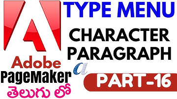 Adobe Page maker in Telugu 16 (Type Menu-Character & Paragraph) (www.computersadda.com)