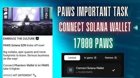 Connect Solana Wallet in Paws complete process || Paws New Task || Connect Phantom Wallet In Paws ||
