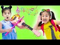 Suri & Cherry Pretend Play w/ Violin Guitar & Drums Musical Instruments Kid Toys