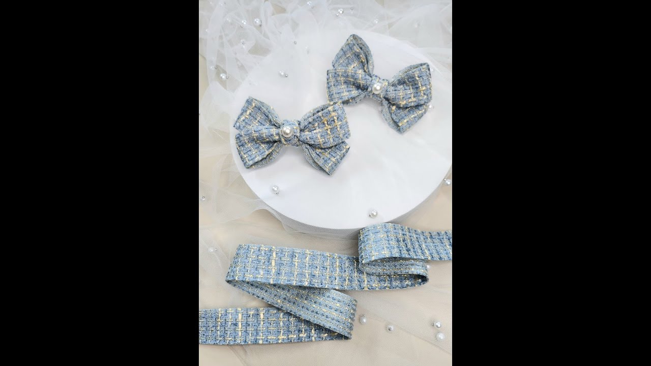 10. Tweed Ribbon Hairpin / X자기법 / 트위드 리본핀