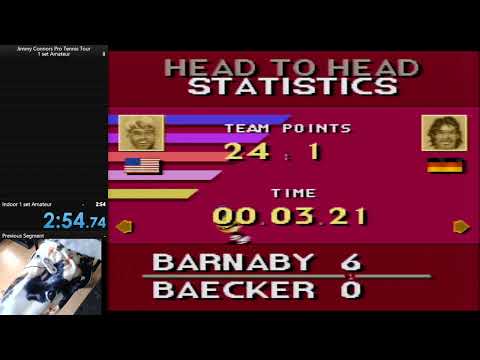Jimmy Connors Pro Tennis Tour, 1 set - amateur Indoor court - 00.03.21 IGT - Speedrun WR
