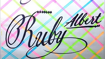 Ruby Albert Name Signature Calligraphy Status | How to Cursive write with cut Marker #ruby @ruby
