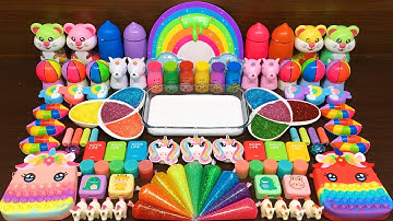 RAINBOW UNICORN!! Mixing Random Things into GLOSSY Slime !!! Satisfying Slime Video #68