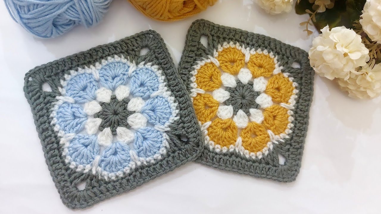 كروشية /مربع كروشية بسيط للمبتدئين   crochet squares for beginners#افكار_مورى