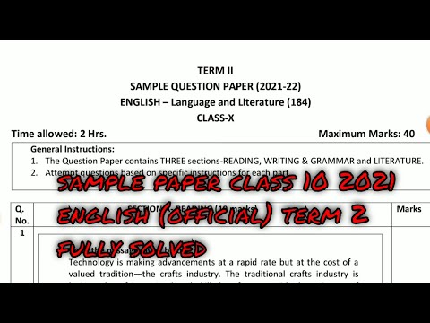 CBSE Class 10 English Sample Paper for Term 2 Exam 2022 fully solved