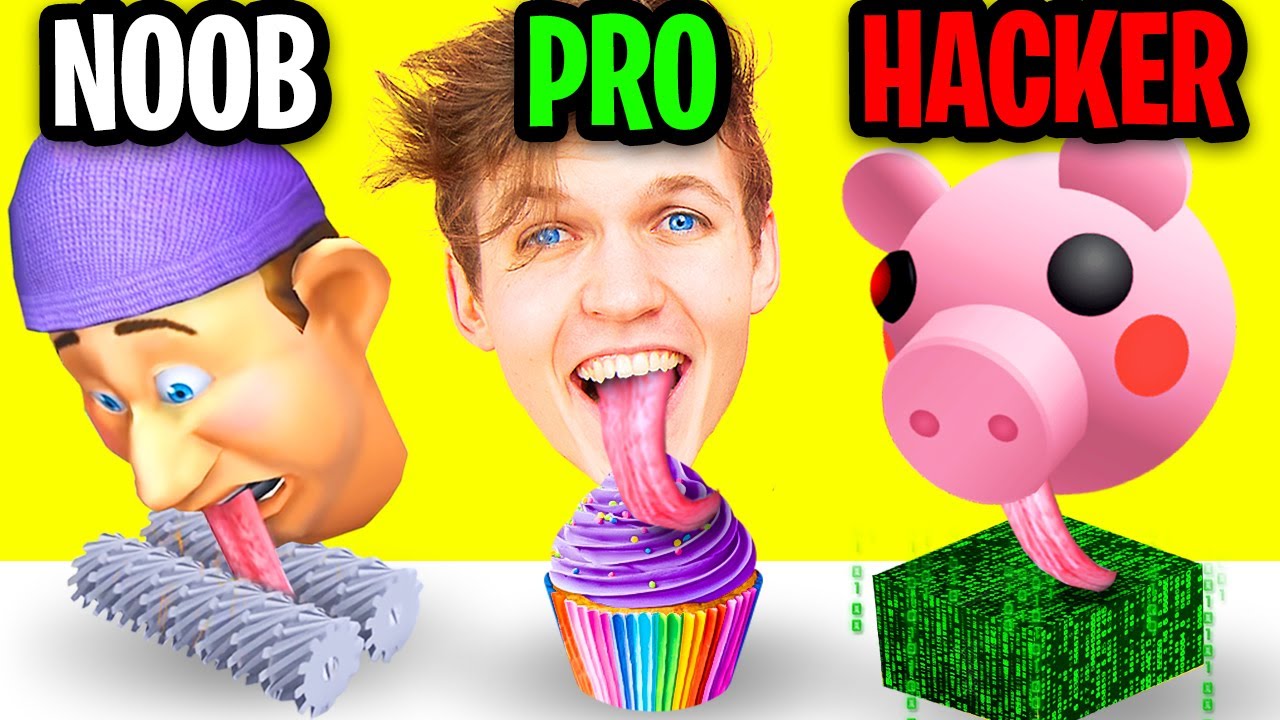 NOOB vs PRO vs HACKER In LICK RUNNER! (NEW PIGGY SKIN! *MAX LEVEL UPDATE!*)