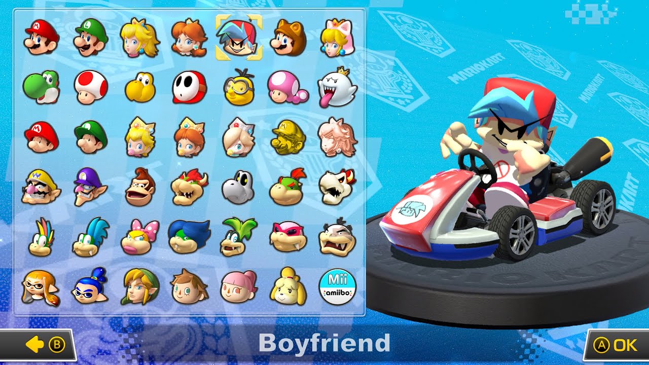 What if you play as Boyfriend (Friday Night Funkin') in Mario Kart 8