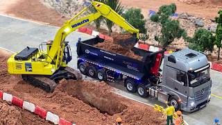 Realistic RC Excavator Digging Deep Trenches & Loading RC Trucks for a Drainage Project !!