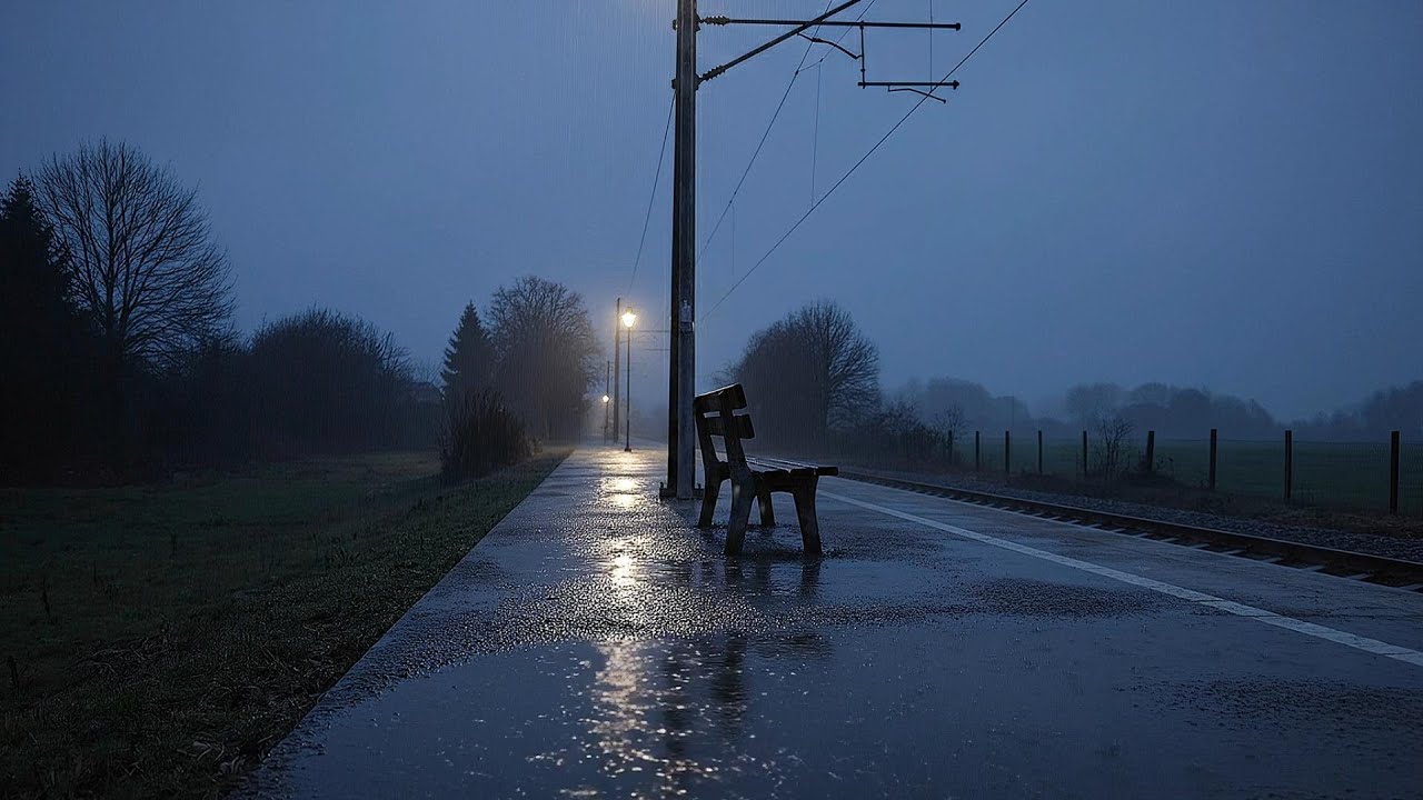 Sleep Better | Rain at an Empty Train Platform