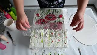Creating Beautiful Poppy Flower With Fluid Acrylics And Bubble Wrap - Easy Beginners Tutorial!