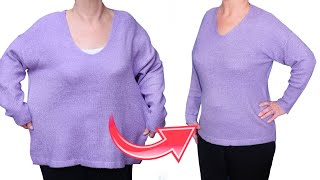 Good sewing trick to downsize a sweater quickly to fit perfectly!