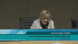 Malibu City Council Meeting October 14, 2019