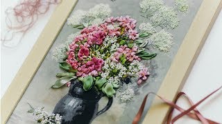 🌺 Шикарная картина в подарок. Вышивка лентами видео мастер класс / Embroidery Paintings 🌺 Шикарная картина в подарок. Вышивка лентами видео мастер класс / Embroidery Paintings