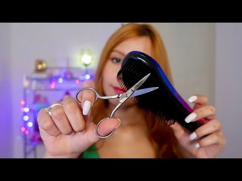 ASMR-  AMIGA TOXICA DANDO UM TRATO NO SEU CABELO (CORTE, PENTE , ETC...)