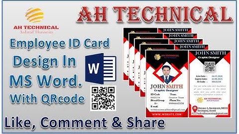 Employee ID Card design in MS Word with QR Code.AH Technical.