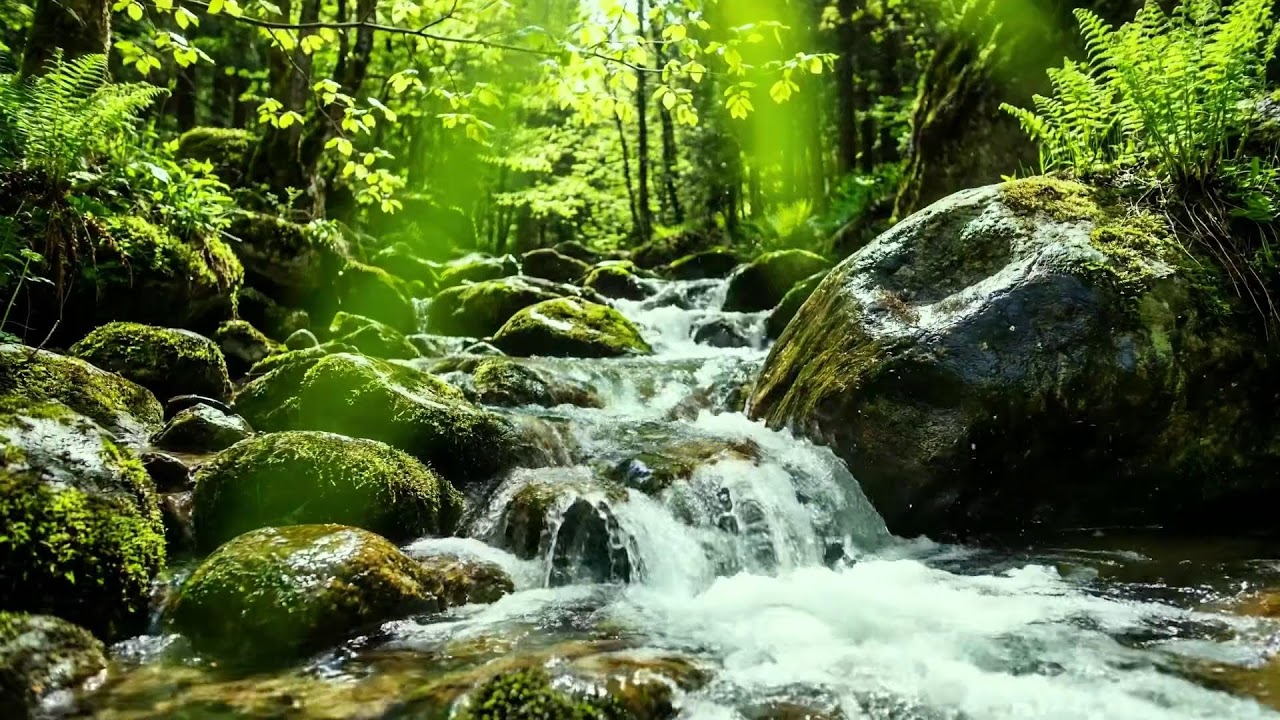 Stream Flow and Birds Singing, Nature Ambience for Relaxation, Deep Sleep and Gentle ASMR