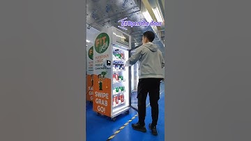 Single door Smart fridge vending machine shopping flow, grab and go