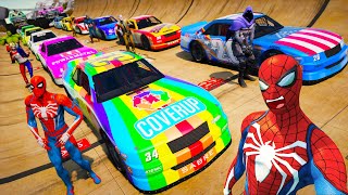 Sport Carros e Monster Carros GTA V MODS Double Road Spiderman e Heroes Epic Jumping and Sounds