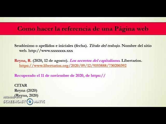 Página web. Como hacer la referencia de una Página web. Normas APA 7ma 7a  edición 2023 Bibliografía - YouTube