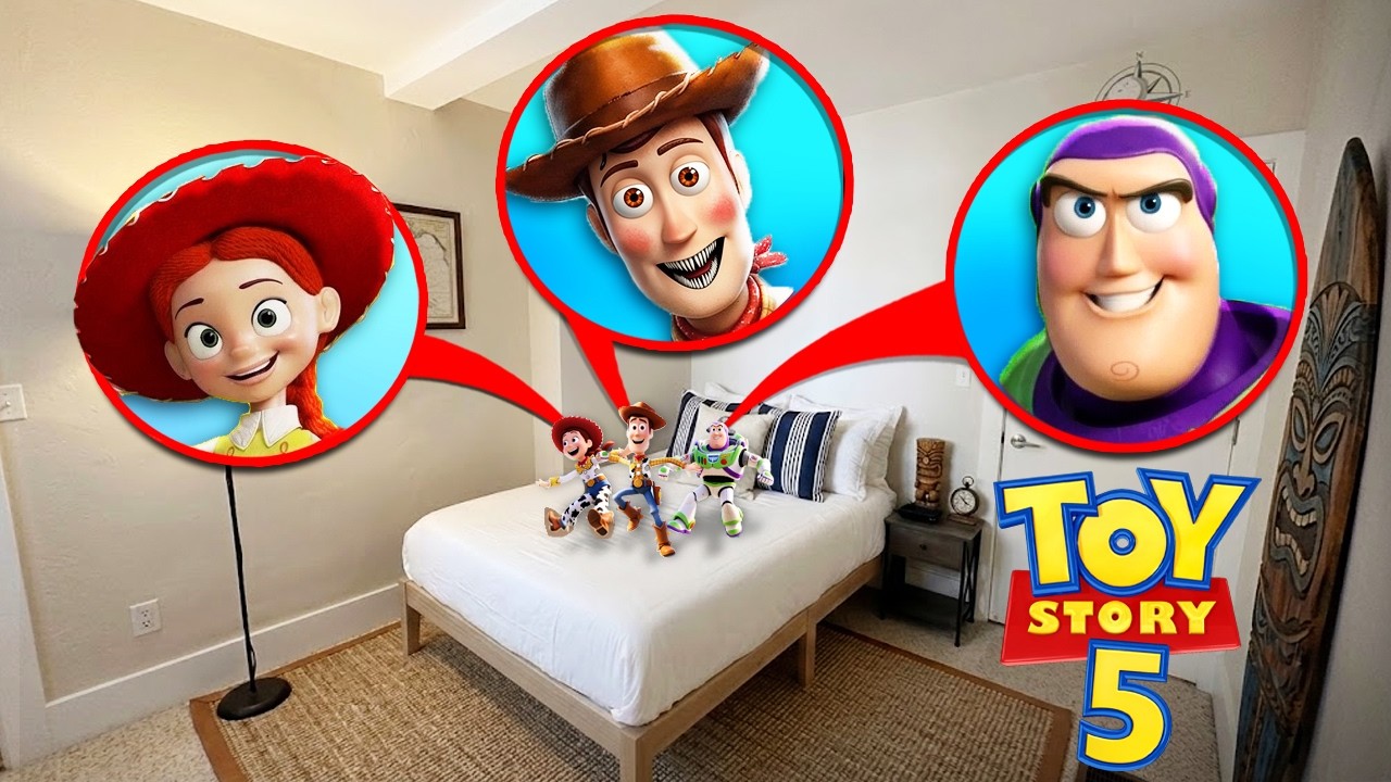 DO NOT SLEEPOVER WITH TOY STORY 5 IN REAL LIFE!! (WOODY & BUZZ)