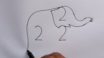 How To Draw Elephant With 222 Number | Elephant Drawing Easy | Elephant Drawing Step By Step