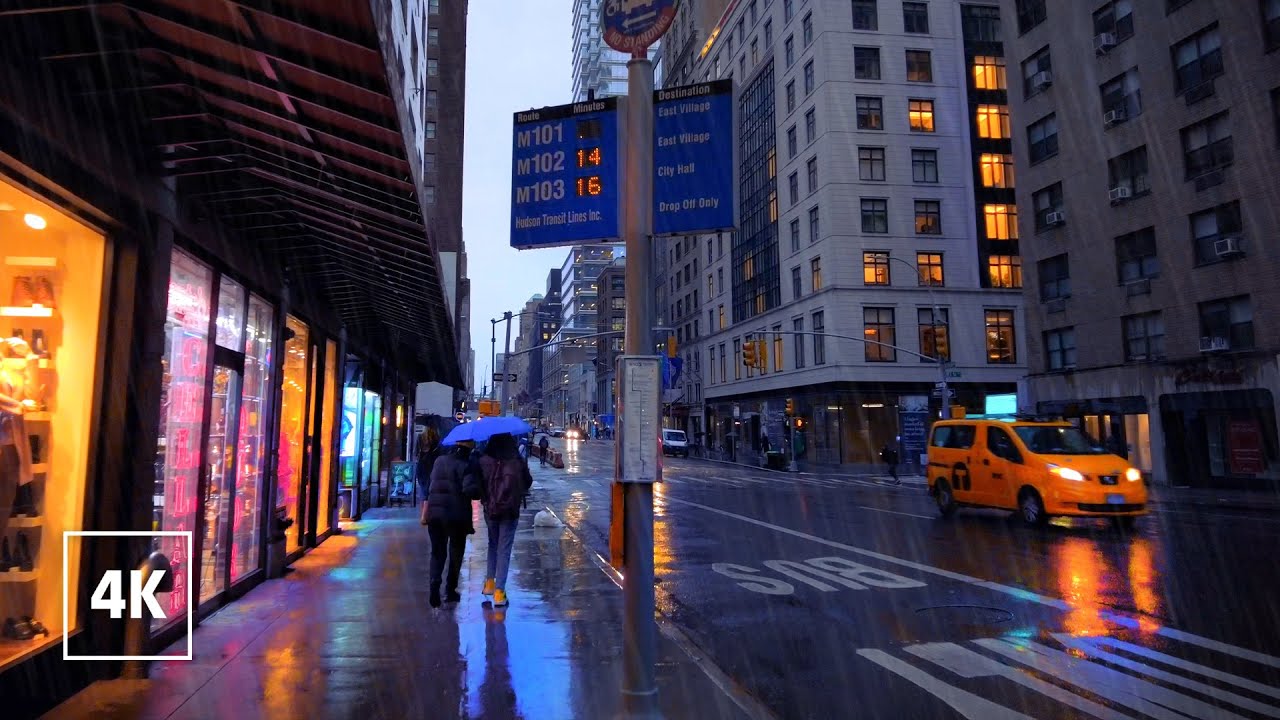 RAINING in NEW YORK 🌧 Manhattan Virtual tour 4K YouTube