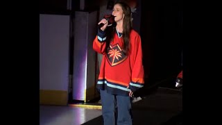 American Idol Winner ABI CARTER sings U.S. National Anthem at CV Firebirds Hockey Game