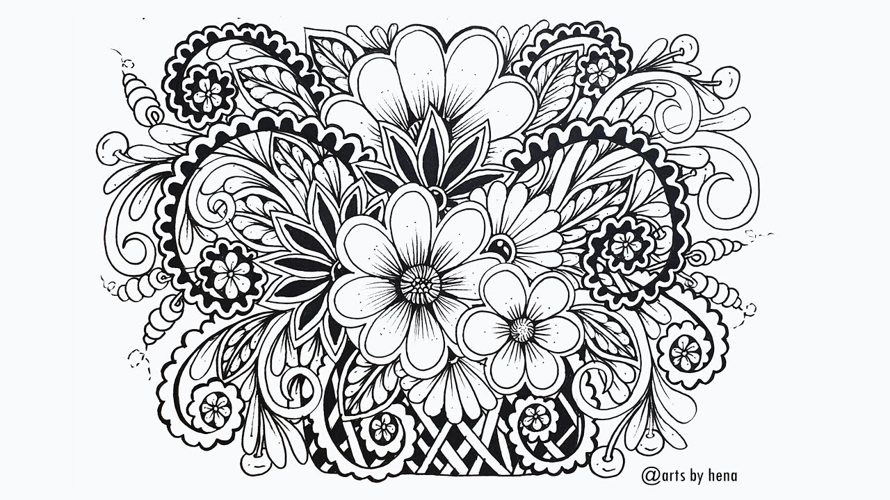 Zentangle Flower pot |How To Draw Zentangle Art For Beginners ...