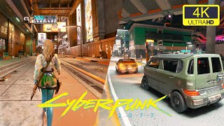 [4K]  Cyberpunk 2077  third person | A  city walk to Japantown   | RTX 4090  | Photorealistic | DLAA