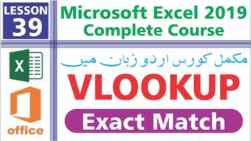 Vlookup Exactmatch Function in Excel| MS Excel 2019 - Class 39 | Complete Course in Urdu / Hindi