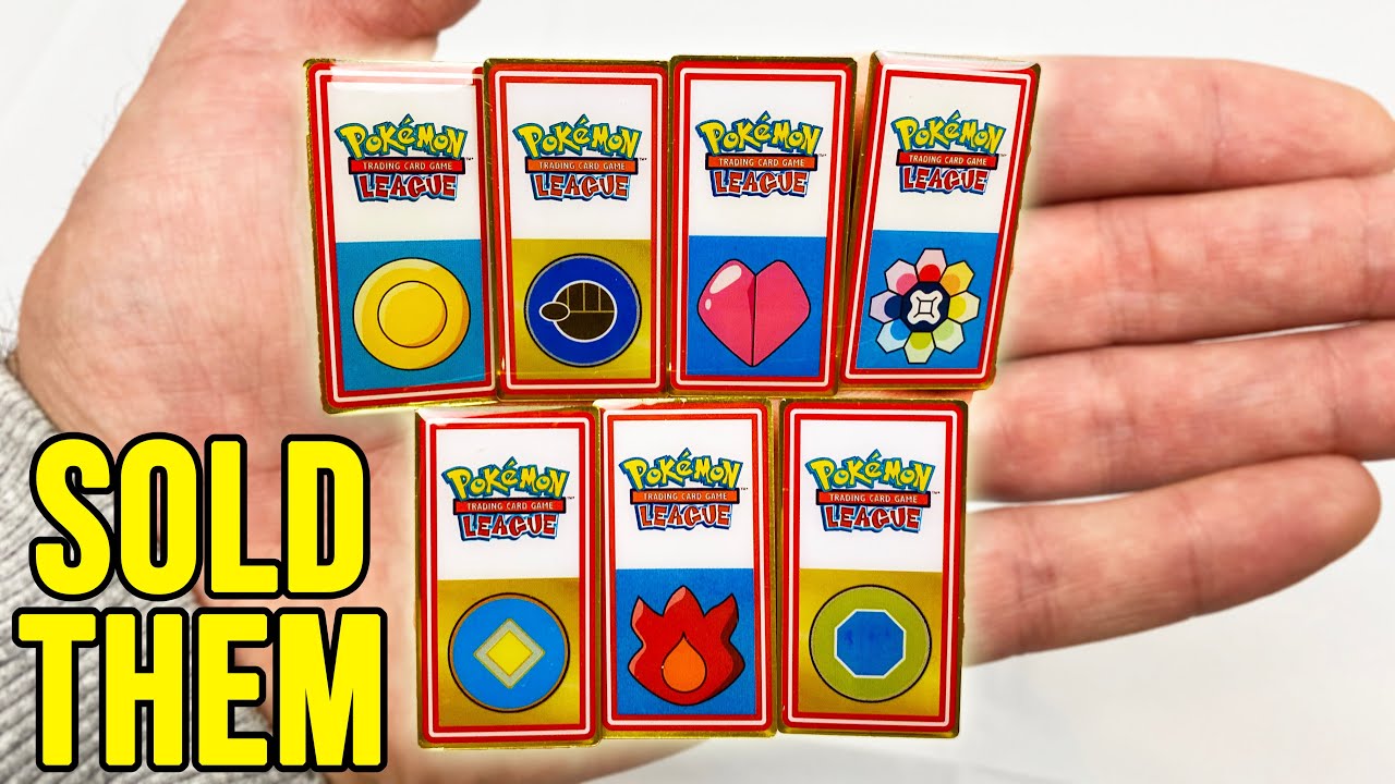 pokemon trading card game league badges Gym Badge Brooch Sets  Nintendo Core SOLD OFFICIAL POKEMON CARDS TRAINER