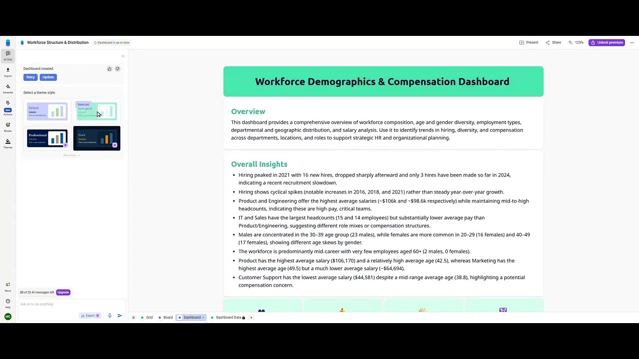 Build a Workforce Demographics & Compensation Dashboard in 2 Minutes with AI - Bricks Tutorial