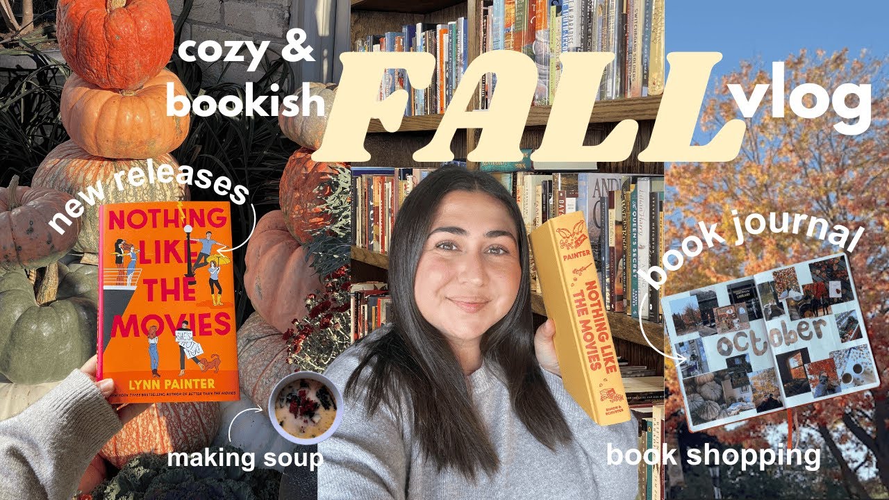 a cozy bookish fall vlog 🍂📖☕️ | book shopping, journalling, reading ...